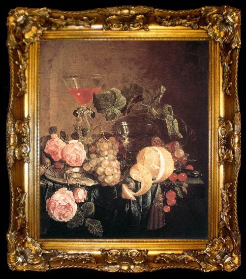 framed  Jan Davidsz. de Heem Still-Life with Flowers and Fruit, ta009-2